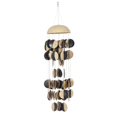 Black And Cream Coconut Shells Coastal Windchime by Quinn Living in Black