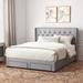 House of Hampton® Adella Upholstered Panel Bed w/ Storage Drawers, Nailhead Trim Headboard | 47.25 H x 67 W x 84.25 D in | Wayfair