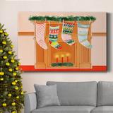 The Holiday Aisle® Christmas Stockings Collection A Premium Gallery Wrapped Canvas - Ready To Hang Canvas, in Black/Blue/Green | Wayfair