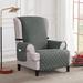 Eider & Ivory™ Micros Reversible Non-Slip T-Cushion Wingback Slipcover, Microfiber in Gray | 76 H x 72 W x 19 D in | Wayfair