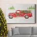 The Holiday Aisle® Watercolor Winter Truck Premium Gallery Wrapped Canvas - Ready To Hang Canvas, Solid Wood in White | 36 H x 24 W x 1 D in | Wayfair