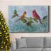 The Holiday Aisle® Winter Cardinal Duet II Premium Gallery Wrapped Canvas - Ready To Hang Metal in Blue | 60 H x 40 W x 1 D in | Wayfair