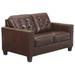 Latitude Run® 58" Square Arm Loveseat Faux Leather/Wood in Brown | 36 H x 58 W x 37 D in | Wayfair 7DDA0A429449460196C6A71E29DFF1DC