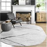 Gray/White 48 x 0.31 in Area Rug - Wrought Studio™ Amii Contemporary Performance Ivory/Gray/Charcoal Area Rug | 48 W x 0.31 D in | Wayfair