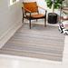 Gray/White 96 x 0.2 in Indoor Area Rug - Foundry Select Striped Kilim 101 Area Rug In Black/Ivory Polyester | 96 W x 0.2 D in | Wayfair