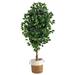 6' Ficus Artificial Tree with Natural Trunk in Handmade Natural Jute and Cotton Planter