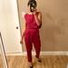 Zara Pants & Jumpsuits | Holiday Babe Zara Red Cape Jumpsuit | Color: Cream/Red | Size: S