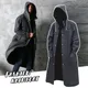 Imperméable long noir imperméable pour hommes manteau de pluie veste à capuche randonnée en plein