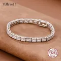 Bracelet de Tennis en argent massif 15-18CM bijoux pavé cadeau 3*5mm Rectangle superbe Zircon