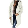 Janly Clearance Sale Women's Hooded Fleece Lined Parka Coat,Women Plus Size Faux-Fur' Gilet Long Sleeve Waistcoat Body Warmer Furry Faux Jacket Coat Hooded Outerwear Beige