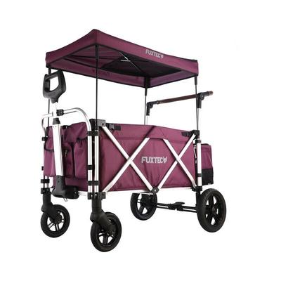 Bollerwagen faltbar in purpur mit Dach - Transportwagen klappbar Hecktasche, Komfort-Schiebegriff & Image