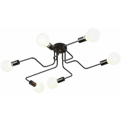 Axhup - Deckenleuchte Schwarz 6 Flammig Spinne Deckenlampe Industri Stil Semi-Flush Mount Licht mit