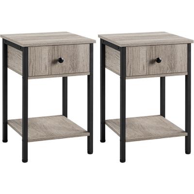 2 Stück Nachttisch Beistelltisch mit Schublade und Ablage Sofatisch Nachtschrank für Schlafzimmer Image