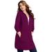 Plus Size Women's Mega-Length Thermal Hoodie. by Roaman's in Dark Berry (Size 14/16)