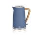 Swan Nordic Jug Wasserkocher, 1,7 Liter, blau, schnelles Kochen, Griff in Holzoptik, Scandi-Design, Soft-Touch-Gehäuse und mattes Finish, 3 kW, SK14610BLUN