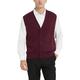 Kallspin Men's Big & Tall Knitted Gilets Cashmere Wool Sleeveless Knitwear Cardigan Vest Sweater (Burgundy, XL-Tall)