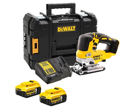 Scie sauteuse brushless 18V XR + 2 batteries 5 Ah + chargeur + coffret Tstak DEWALT DCS334P2-QW