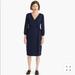 J. Crew Dresses | J. Crew Crepe Navy 365 Wrap Dress #H6293 Nwt 00p V-Neck 3/4 Sleeves Versatile | Color: Blue | Size: 00p