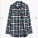 Madewell Tops | Madewell Flannel Classic Ex-Boyfriend Shirt In Baywood Plaid | Color: Black/Blue | Size: M