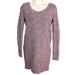 American Eagle Outfitters Tops | American Eagle Womens Sz M L/S Heather Mauve V-Neck Long Cable Knit Sweater | Color: Gray | Size: M