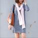 J. Crew Dresses | J Crew Blue And Gray Striped Zipper Dress | Color: Blue/Gray | Size: L