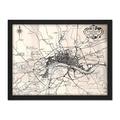 Map Crown 1930 London City England 1660 Plan Chart Artwork Framed Wall Art Print 18X24 Inch
