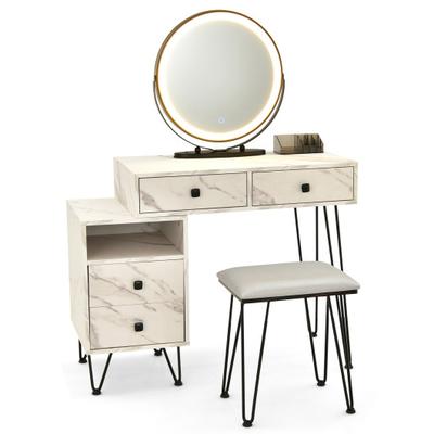 Costway Modern Dressing Table with Storage Cabinet-White