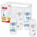 NUK First Choice+ Babyflaschen Starter Set | 0–6 Monate | 4 Flaschen mit Temperature Control & Flaschenbox | Anti-Colic Air System | BPA-frei | 5-teilig | blaues Krokodil