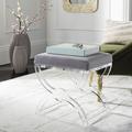 Rosdorf Park Helenna Acrylic Ottoman Linen in Gray | 15 H x 18 W x 15 D in | Wayfair CC5A89DF463B4AE5A2F45BF91A810DC6