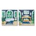 Stupell Industries Bold Bathroom Interior Still Life Sink Bathtub 2 - Piece Graphic Art Set Canvas in Blue | 17 H x 17 W x 1.5 D in | Wayfair