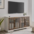 Gracie Oaks Dougan TV Stand for TVs up to 65" Wood/Glass in Gray/White/Brown | 28 H in | Wayfair DE8B33DDC2654080A953C93D4CF9BCE1