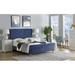 Rosdorf Park Ajenae Tufted Low Profile Sleigh Bed Wood & /Upholstered/Velvet in Gray/Blue | 53.25 H x 57 W x 87.5 D in | Wayfair