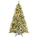 Costway 6ft Pre-lit Snow Flocked Hinged Christmas Tree w/ 928 Tips &