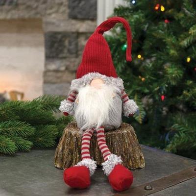 Dangle Leg Plush Mr. or Mrs. Santa Gnome 2 Asstd. - 1” high by 6” wide