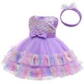 FEOYA Newborn 3D Flower Tulle Dress Sleeveless Bridesmaid Dress Princess Party Dress for Girls Purple02 6-12 Months