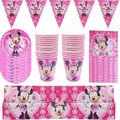 Fournitures de fête Minnie Mouse décoration de poulet assiette standardisée fanion nappe bloc