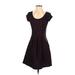 Jessica Simpson Casual Dress - Mini Scoop Neck Short sleeves: Black Solid Dresses - Used - Women's Size Small