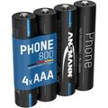 Telefon Akku aaa 800mAh NiMH 1,2V - dect Akku wiederaufladbar (4 Stück) - Ansmann