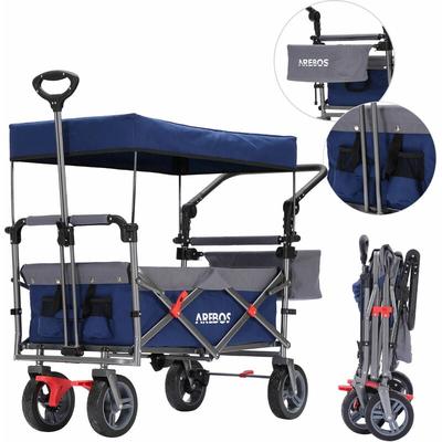 Bollerwagen Premium faltbar mit Dach Handwagen mit 3-Punkt Gurtsystem Faltwagen Transportwagen Image