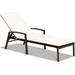 Costway Patio Rattan Lounge Chaise Recliner with Back Adjustable Cushioned