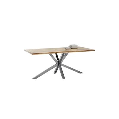 SIT Möbel Baumkante-Esstisch 240 cm aus Akazie | Platte 56 mm natur | Gestell Metall silbern | B 240 x T 100 x H 80 cm |