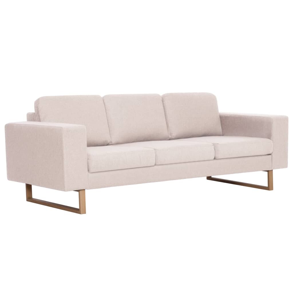 vidaXL 3-Sitzer-Sofa Stoff Cremeweiß Image