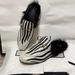 Gucci Shoes | Gucci Princetown Leather And Lamb Fur Zebra Stripe Mules | Color: Black/White | Size: 7.5