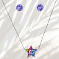 Coach Jewelry | Coach Star Swarovski Crystal Rainbow Stone Necklace And Stud Earrings Set New | Color: Purple/Silver | Size: Os