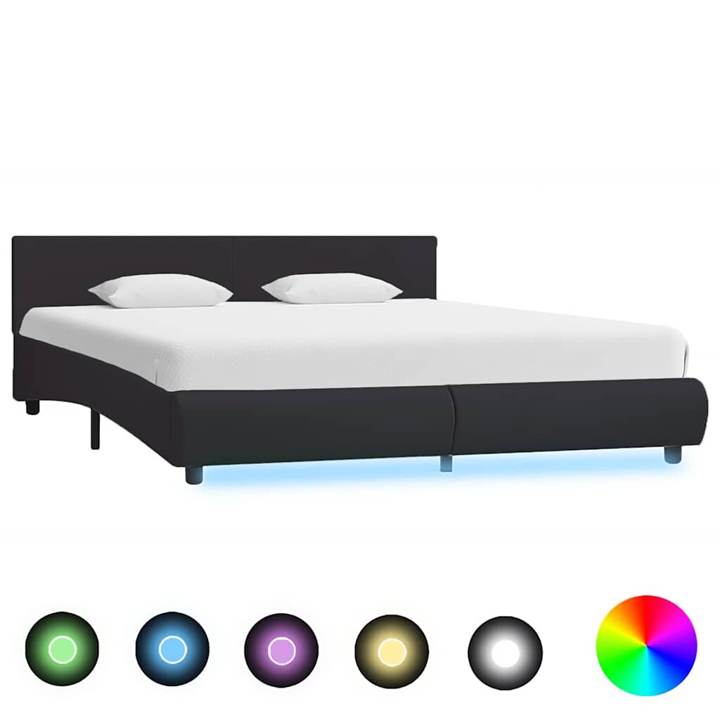 vidaXL Bettgestell mit LED Schwarz Kunstleder 160 x 200 cm Image