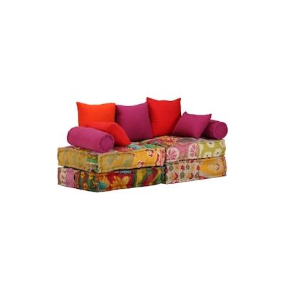 vidaXL 2-Sitzer Modularer Pouf Patchwork Stoff