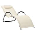 Arlmont & Co. Patio Lounge Chair Outdoor Sunbed w/ Pillow Sunlounger PVC-coated polyester Metal in White | 26.38 H x 24.41 W x 62.6 D in | Wayfair