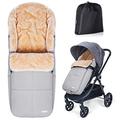 Orzbow Footmuff for Pushchair Universal,Waterproof Cosy Toes for Buggy Universal with Warm Faux Sheepskin Liner,Removable and Machine Washable,Zipper for Easy Access,Pockets for Storage (Light Grey)