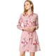 Allegra K Women's Floral Button Down Vintage Polka Dots Dresses Collar Tie Belted Shirt Dress Pink 16