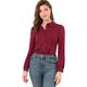 Allegra K Women's Bow Tie Neck Work Office Shirt Long Sleeve Peter Pan Blouse Wine Red 16